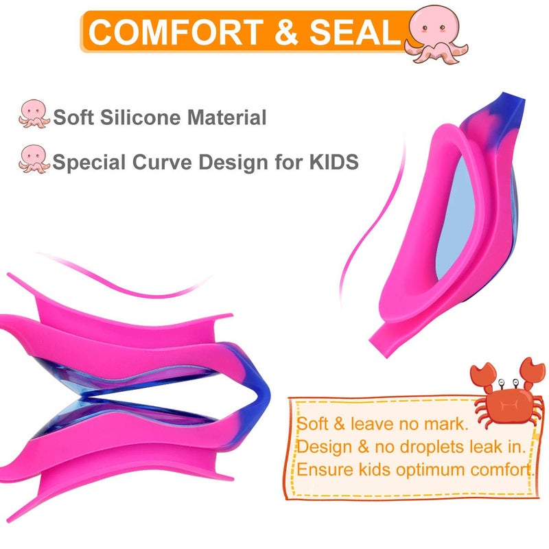 Careula Kids Swim Goggles, Swimming Goggles for Boys Girls Kid Toddlers Age 2-12 - Image 2